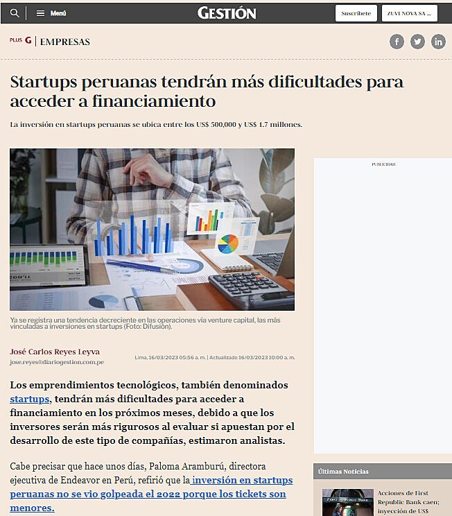 Startups peruanas tendrán más dificultades para acceder a financiamiento